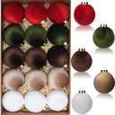 Christmas Tree Ornaments Velvet Balls, 15 Pack 3.15 Inch Shatterproof Neutral Hanging Ornaments for Christmas Xmas Decoration Indoor Holiday Decorations (Mix Color)