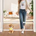 Dog Gate - 14" Tall Puppy Safety Pet Gates Easy to Step Over, Short Dog Gates, 16.5"-44" Adjustable Extra Wide, Metal Doggy Door for Passageway Stairs Kitchen Bedroom Indoor, Pressure Mounted