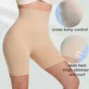 PRETTYWELL Shapewear Shorts for Women Tummy Control, Seamless Body Shaper High Waisted Girdle Butt Lifter Shorts (Beige, L)
