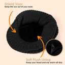 Women Winter Warm Knit Hat for Men Wool Snow Ski Caps with Visor Warm Fleece Lined Hat Soft Beanie Cap (Black)