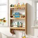 Treocho Kids Bookshelf, Wall Mounted 3-Tier Book Shelf, Kids Bookshelf and Toy Storage for Bedroom, Living Room and Nursery, Natural