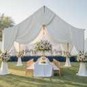 50ftx40ft Ivory Ceiling Curtain for Wedding Parties – 10 Panels Wrinkle-Free 40 FT Long Tent Draping Curtains for Wedding, Birthday & Theme Parties, 40ft Height with Rod Pocket