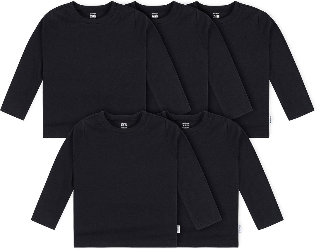 Gerber Unisex-Baby Toddler 5-Pack Solid Long Sleeve T-Shirts Jersey 160 GSM (Black), Size: 3T