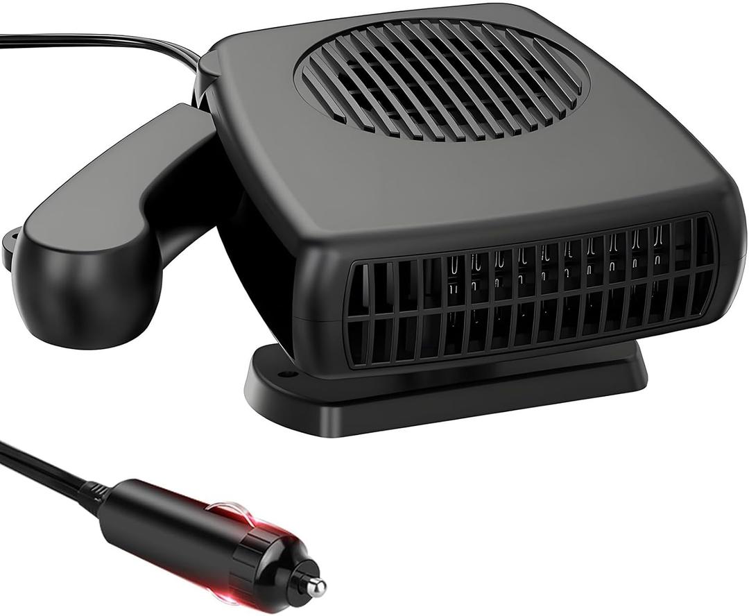 12v 200W Car Heater, Portable Car Heaters for Vehicle, 2 in 1 Windshield Defogger and Defroster Plug into Cigarette Lighter, 12 Volt Car Heating for RV SUV, 360Rotation (Black)