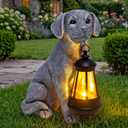 Solar Dog Garden Statue, Outdoor Decoration with Lantern for Yard, Patio, Lawn Outside, Ideal Christmas Birthday Mothers Day Gifts for Mom Women Grandma