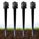 ARIFARO 4x4 Fence Post Anchor Ground Spike, 36 Inch Heavy Duty Powder Coated Metal Post Anchor for Fence, Mailbox & Garden Posts, Fits 3.5" x 3.5" Actual Post, Black, Pack of 4