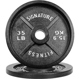 Fitvids Deep Dish 2-Inch Olympic Cast Iron Weight Plates with E-Coating (Black)