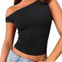 ForeFair Womens Off Shoulder Tops Sleeveless Going Out Crop Tank Tops Slim Fitted Shirts Summer Outfits Y2K Cute Tops (M, Black)