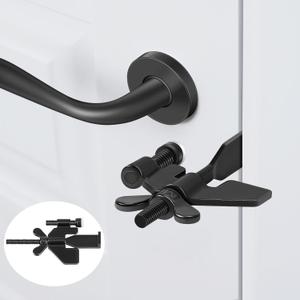 3 x Black Portable Door Lock Home Security Hotel Door Locks, Adjustable Door Lock Prevent Unauthorized Entry Travelers Bedrooms and Safety Privacy