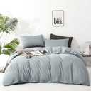KAREVER Dusty Blue Comforter Set King Size Blue Bedding Women 3 Pieces Blue Color King Blanket Set All Season as Gift