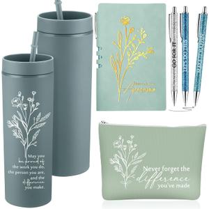 Funnymoom 6 Pcs Employees Appreciation Gift Set for Women, Teacher Principal Appreciation Gifts, Thank You Box for 16 oz Tumbler Makeup Bag Journal Pens Mother's Day for Nurse Mentor Coworke (May You Be Proud, Green)