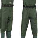 TIDEWE Bootfoot Chest Wader, 2-Ply Nylon/PVC Waterproof Fishing Hunting Waders with Boot Hanger for Men Women Green Brown, 10