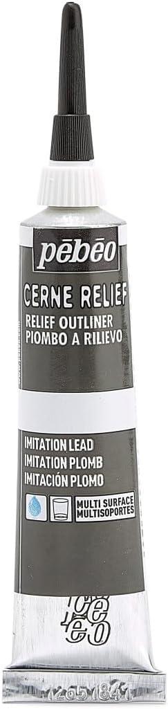 Pebeo Vitrail, Cerne Relief Dimensional Paint, 20 ml Tube with Nozzle - Imitation Lead 