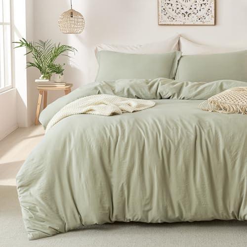 MILDLY Washed Microfiber October Mist Sage Comforter Cover Set 1  Pieces with Zipper Closure & Corner Ties (No Comforter) Size 104*90