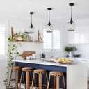 Pendant Lights Kitchen Island: Matte Black Light Fixture Farmhouse with Clear Glass - 10 Inch Mid Century Globe Kitchen Lighting Fixtures Ceiling for Dining Room