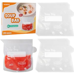 ECOOPTS Soup Freezer Bags 500 ml ~1000ml Capacity Curry Soup Bags Reusable Soup & Sauce Liquid Storage Bags(Pack of 20) ECOOPTS Soup Freezer Bags 500 ml ~1000ml Capacity Curry Soup Bags Reusable Soup & Sauce Liquid Storage Bags(Pack of 20)