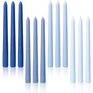 Viyffo 10 Inch Taper Candles Blue Set of 12 Unscented, Dripless, Smokeless Long Tall Tapered Candlesticks Wedding Home Decor Dinner Natural Color Series