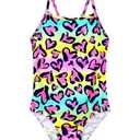 Tziharora Girls Swimsuit 5-6Y Rainbow Heart Bathing Suit One Piece