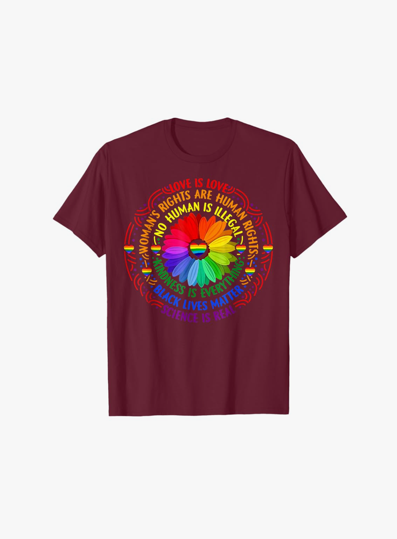 Rainbow Black Lives Matter Science LGBT Pride Flower T-Shirt XL