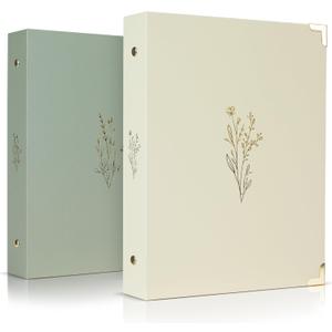 Aesthetic 6 Ring A5 Binder Set of 2 - The Perfect Small 0.75 Inch Planner Binder for Journaling or Collections - Refillable Notebook Holder with Pocket (Beige-green)