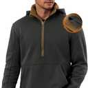 Mens Fleece-Lined Hoodies Half Zip Midweight Long Sleeve Thermal Pullover (S-2XL) (Large, Dark Grey)