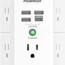 USB Wall Charger, POWERIVER Multi Outlet Extender Surge Protector with 4 USB Ports, 1680J Wall Outlet Adapter Spaced for Home School Office, ETL Listed, White