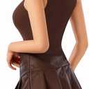 MANGOPOP Women's Mock Turtle Neck Sleeveless Tank Tops Bodysuit Leotard Clothing (Black, S)