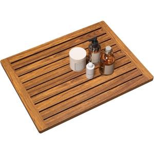 Teak Shower Mat, 24"x18" Wood Non-Slip Bathroom Teak Bath Mats for Bathroom, Wooden Floor Mat Bathroom Mat for Inside, Outdoor or Spa(Medium) (24" x 18" (Rectangular), Natural)