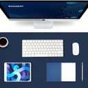 K KNODEL Large Office Leather Desk Mat, Mouse and Keyboard Pad, Computer and Laptop Mat, Desktop Protector and Cover, Writing Pad and Blotter (31.5"x15.7", Dark Blue)