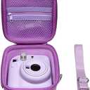 LTGEM Case Compatible with Fujifilm Instax Mini 12/11 / 10/9 / 8/7 / 7+ Instant Camera and FUJIFILM Instax Mini Instant Flim with Shoulder Strap, Purple(Case Only)