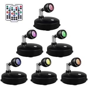 LEASTYLE Spotlight Indoor Battery Operated Led Spot Light Stick Up Lights with Remote, Mini Spotlight Dimmable Accent Lights for Lighting up Paintings Pictures(6 Pack)