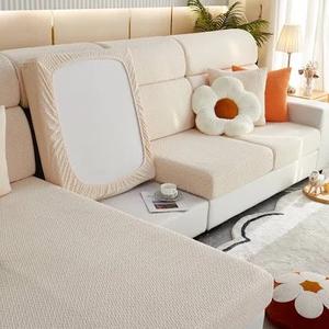 Stretch Sofa Covers for 3/2 Cushion Couch Covers for Sectional Sofa Slipcovers for L Shaped Couch Covers for Pets Sofa Furniture Protector from Dogs Anti-Slip Washable Beige, ,30×45 inches