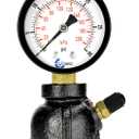 Gas Test Pressure Gauge, 1 FNPT Connection, Brass Valve, Chrome Plated Steel Body Assembly. (Steel Black, 1" FNPT 0-30 psi)