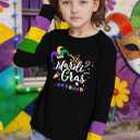 Mardi Shirts for Kids: Boys Girls Mardi Long Sleeve T-Shirt Fat Tuesday Carnival Outfits 5-14 Years (7-8 Years)