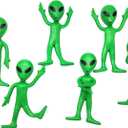 Bendable Rubber Green Aliens (3.75") Action Figures Bendable UFO Aliens Limbs Sensory Stress Relief Fidget Toys. Great Party Favor Trick or Treat Supplies (6 Aliens)