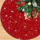 Red Christmas Tree Skirt Large 60 Inch Sequins Tree Skirt Christmas Glittery Velvet Xmas Tree Skirts Rustic Bling Tree Skirt Thick Tree Floor Mat for Holiday Party Christmas Day Ornaments (60 Inches, Red)
