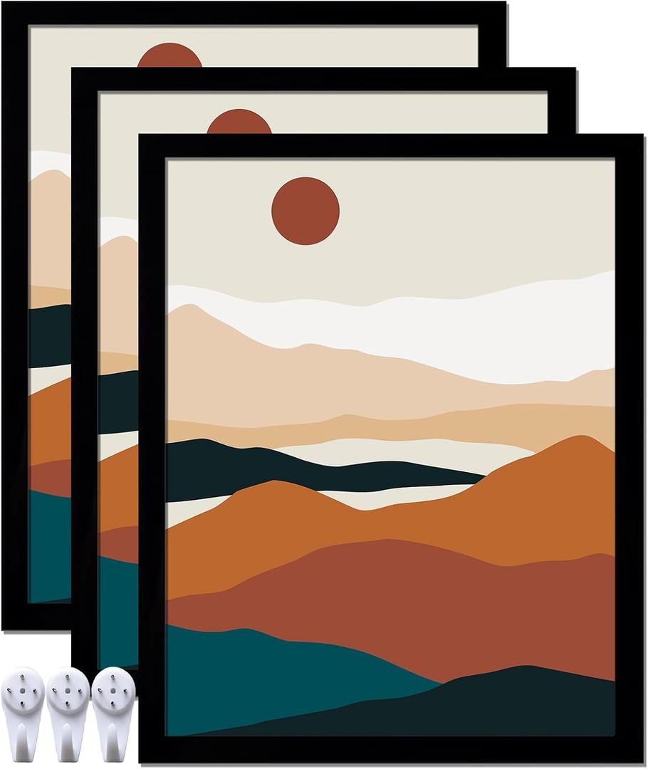 Black 16x20 Picture Frame Set of 3, Gallery Wall Display Frames