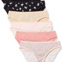 Amazon Essentials Women's Cotton Bikini Brief Underwear (Available in Plus Size), Multipacks (Large, Ditsy Floral/Floral/Mini Stripe/Multicolor)