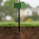 42 Inch In-ground Mailbox Post Black Metal Heavy Duty Steel Mailboxes Post with Stake Easy Installation for Outdoor Residential Front Yard Street No Mailbox 42" x 4" x 4"