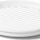 Microwave Bacon Cooker, 10-Inch Round Stoneware Bacon Tray for Microwave Oven, Grease-Draining Bacon Rack Plate, Oven Safe, Easy to Clean, White