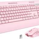 KOPJIPPOM Wireless Keyboard and Mouse Set with Quiet Keys, 2.4G Full Size Ergonomic Keyboard with Wrist Rest, Protective Covers, Soft Touch Silent Design for Windows, Computer, PC and Laptop