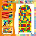 3 Pcs Building Blocks Arch Backdrop Covers Spandex Stretch Arch Stand Cover Building Party Decorations Block Arch Backdrop Stand Cover 4ft 5ft 6ft for Birthday Classroom Photo Background Supplies