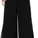 Women's Wide Leg Chiffon Dress Palazzo Pants Casual Split Hem Summer Trousers Party Club Pant, 3XL