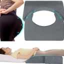 HOMBYS Adjustable Size BBL Pillow After Surgery for Sleeping,High Density Foam Butt Pillow,Brazilian Butt Lift Pillow Post Surgery Recovery for Sleeping,BBL Chair with Hole (Dark Grey)