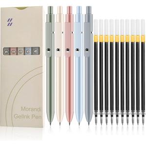 3 x 5 PCS Gel Pens Kit, 0.5 mm Fine Point Premium Retractable Ballpoint, Smooth Writing, Aesthetic, Cute, For Women, With 10 PCS Original Refills