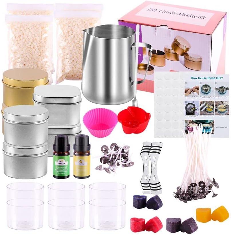 Candle Making Kit,Candle Making Supplies,DIY Arts and Crafts Kits for Adults,Beginners,Kids Including Wax, Wicks, 6 Kinds of Scents,Dyes,Melting Pot,Candle tins ,Fixed Bracket Spoon (YYHC-111)