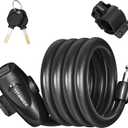 Titanker Bike Lock, Bike Lock Cable 4 Feet Coiled Secure Bicycle Lock with Keys Scooter Lock Bike Locks 1/ 2 Inch Thick Heavy Duty Anti Theft Bike Cable Lock with Mounting Bracket