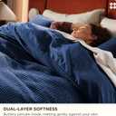 Bedsure Cotton Duvet Cover Queen - 100% Cotton Waffle Weave Navy Blue Duvet Cover Queen Size, PureWoven Breathable Bedding Set for All Season, 3 Pieces, 90"x90"