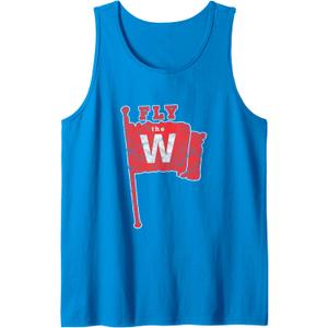 Fly The W Chicago Baseball Winning Flag Distressed Vintage Tank Top, Small