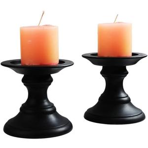 STORE INDYA Set of 2 Wood Candle Holders - 5.5 Inch Candle Stand for Votive and Pillar Candles - Warm Elegant Farmhouse Candle Holders - Decorative Hand Crafted Candle Stand Color- Black